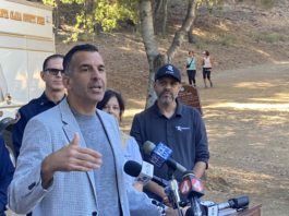 Sam Liccardo at a Los Gatos press conference