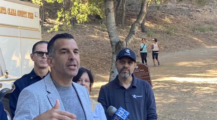 Sam Liccardo at a Los Gatos press conference