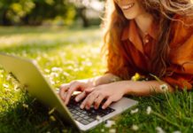 With Laptop