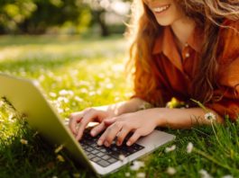With Laptop