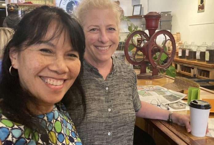 two authors at the coffee shop