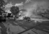 black and white photo of trash fire