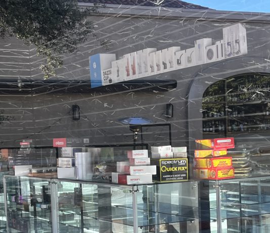 From a ‘Best of LG’ boutique to vaporizers and bongs? mirrored display case with fake urine and other smoke shop-style items