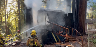 structure fire in the mountains