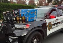 beer and liquor on a cop car