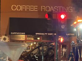 UPDATED WITH CRASH VIDEO: Los Gatos driver, 90, injured as car smashes into Los Gatos Coffee Roasting Co. on Thanksgiving car crash at Los Gatos Coffee Roasting Co.