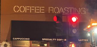 car crash at Los Gatos Coffee Roasting Co.