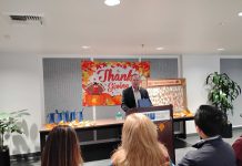 Water company donates Safeway gift cards to help struggling families have a happy Thanksgiving Senator Dave Cortese speaks