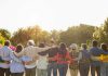 stock image of a bunch of people together looking forward