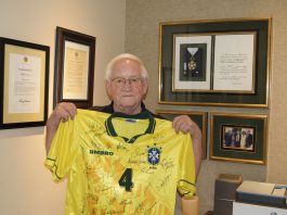Randy Attaway with Brazil jersey