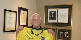 Randy Attaway with Brazil jersey