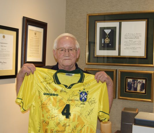 Randy Attaway with Brazil jersey