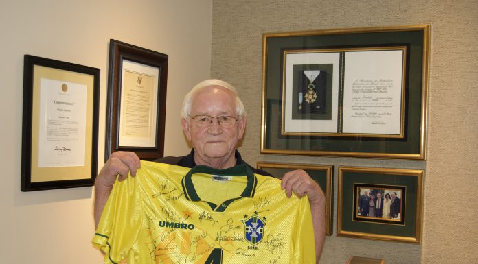 When Brazil took over Los Gatos in the ‘90s Randy Attaway with Brazil jersey