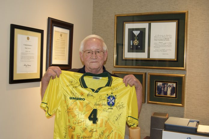 Randy Attaway with Brazil jersey