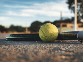 tennis ball and racket