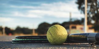 tennis ball and racket