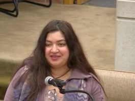 Council meeting screenshot of Bridget Alexander