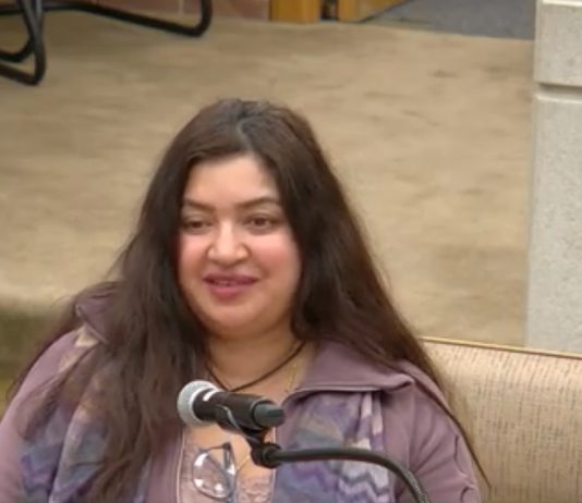 Council meeting screenshot of Bridget Alexander