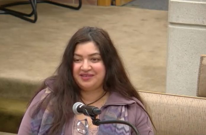 Council meeting screenshot of Bridget Alexander