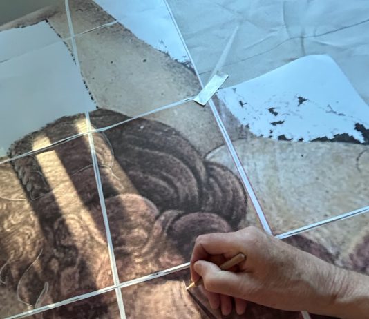 Close-up of art-in-progress