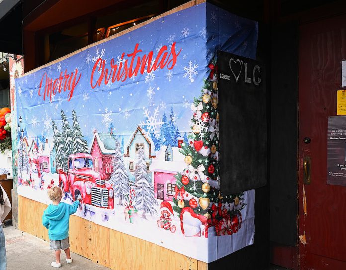 Future mural location before the mural was this plastic