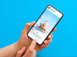 Phone user reading a social media post