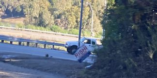crooked election sign in the Santa Cruz Mountains