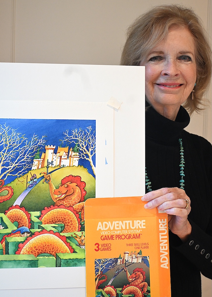 Susan Jaekel with Atari game cover