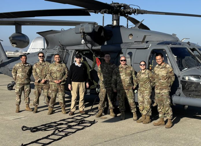 retired major general with troops at the Super Bowl