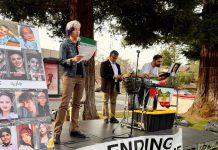 Los Gatos Vice Mayor joined local families to highlight situation in Iran Maria Ristow speaks at Iran event