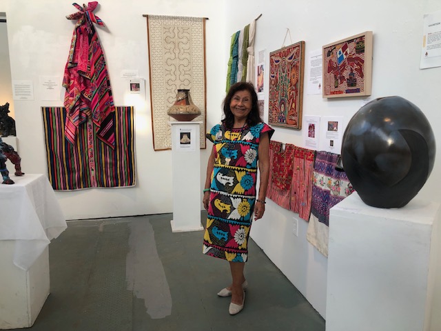 Olga Enciso Smith in pop art dress Olga Enciso Smith