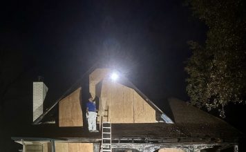 plywood on damaged house