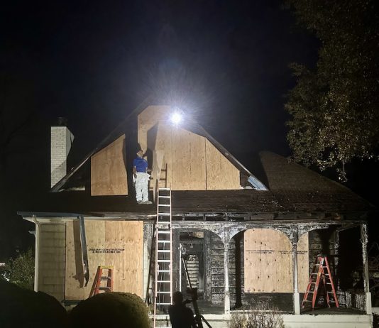 plywood on damaged house
