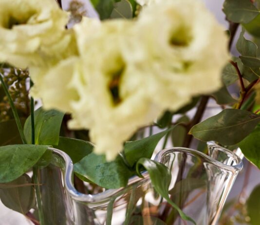 Simon Pearce product with flowers