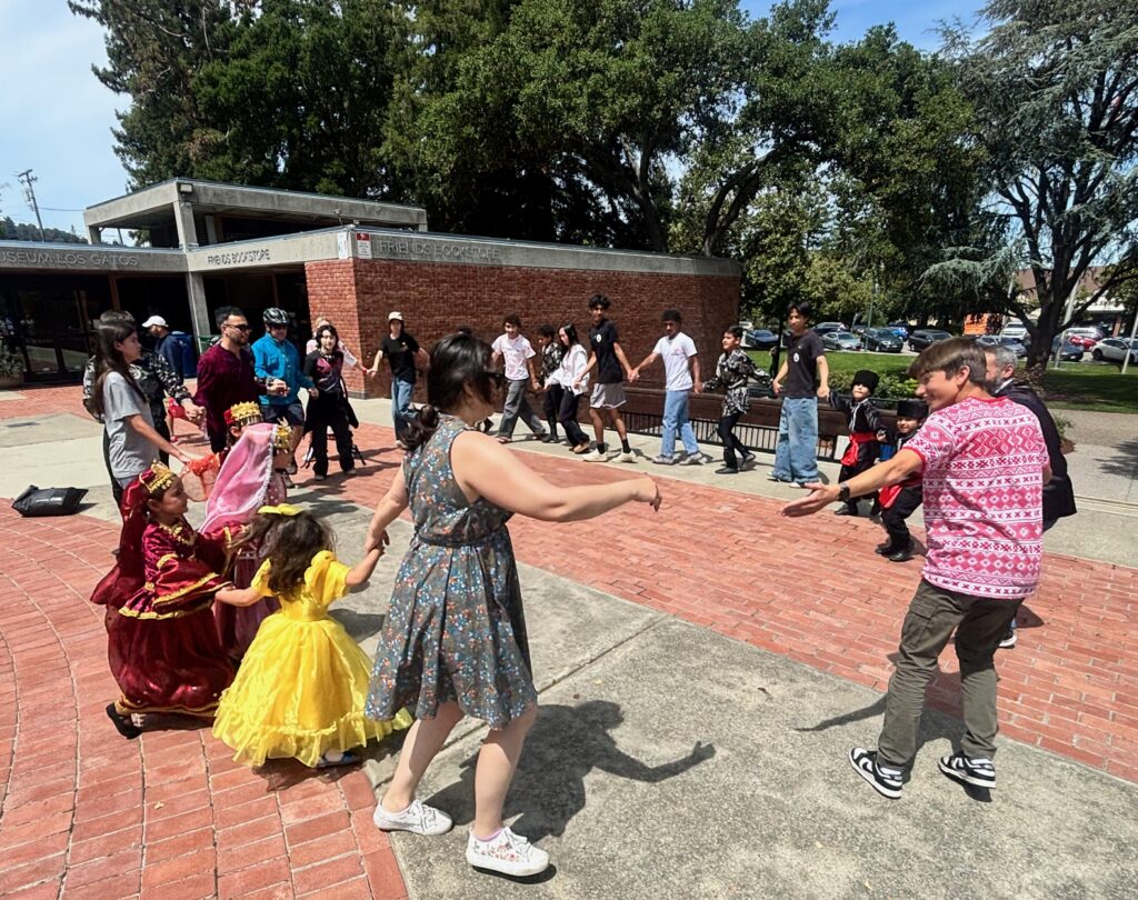 by the fountain at Town Hall