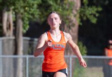 Kaylee Cross(es) the finish line first in the 200 and 400 races in CCS Track and Field Championships