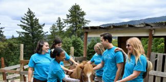 LG Farms counselors with a pony