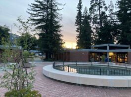 sunset in Los Gatos at the Civic Center