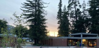 sunset in Los Gatos at the Civic Center