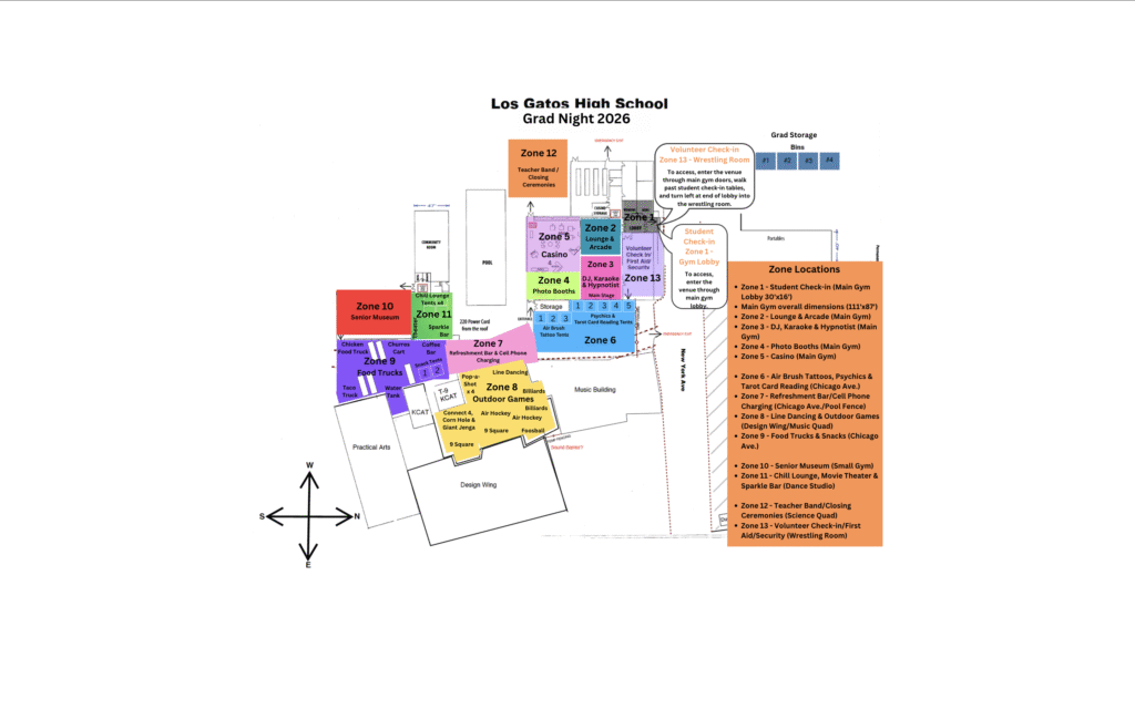map of Grad Night zones