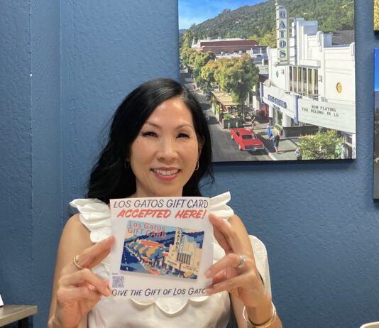 Los Gatos Chamber bets on a gift card to keep dollars downtown Jennifer Lin holds flyer