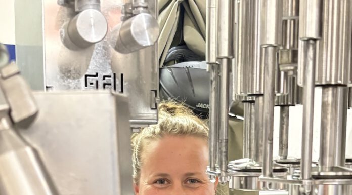 Hometown gal makes good Katie Abelson at the bottling line