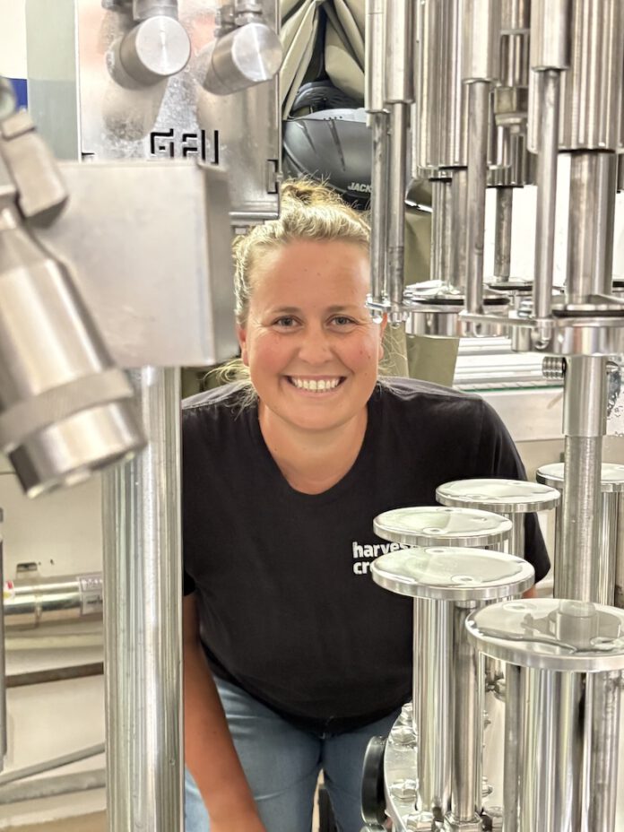 Katie Abelson at the bottling line