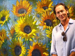 Gordon Smedt with sunflower artwork