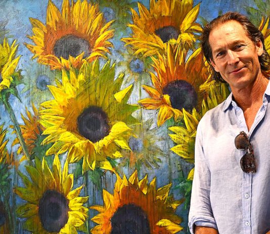 Gordon Smedt with sunflower artwork
