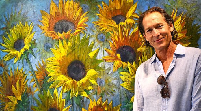 Gordon Smedt with sunflower artwork