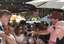 Wineries aim to overcome sales slump, Canadian cold shoulder with new approach to funding marketing pouring wine on the patio under the redwoods