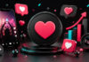 8 Best Sites to Buy TikTok Likes in 2026 Glossy 3D illustration featuring a large pink heart, a smartphone showing a concert crowd, floating heart icons, an upward growth chart and a camera lens against a dark neon-lit background.