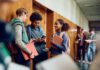 students in the hallway