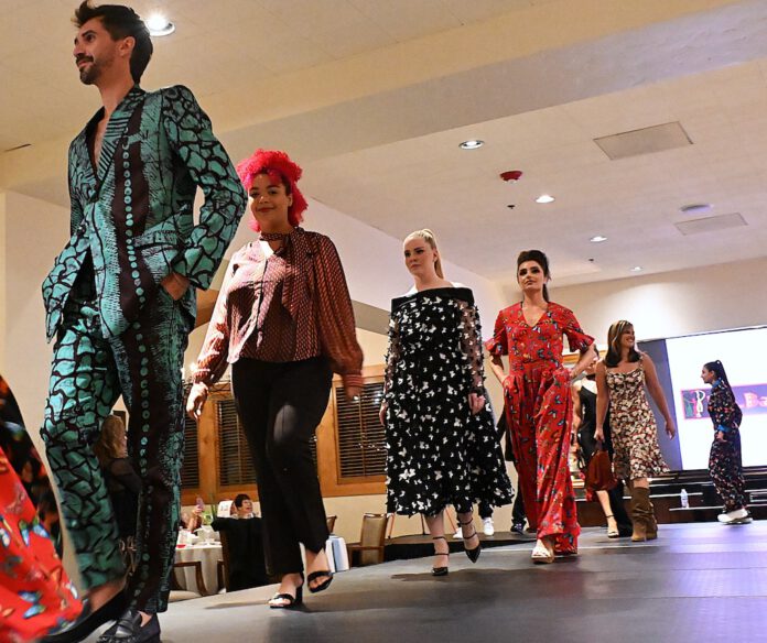 Runway shot RADIANCE - Colorful patterns and stunning positivity were the hallmarks of the “Metamorphosis” runway show in support of Pacific Clinics over the weekend at La Rinconada Country Club. (Dinah Cotton / Los Gatan)